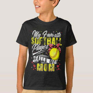 レトロ 私の好きなソフトボール選手が私をママと呼ぶ モチーフ Tシャツ