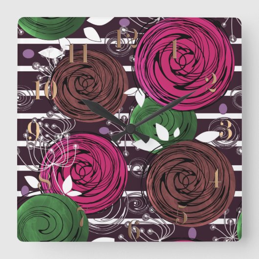 レトロ、素朴、フォーク スクエア壁時計 (正面)