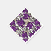 レトロ、紫のバラ スタンダードカクテルナプキン (角)