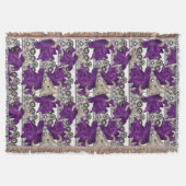レトロ、紫のバラ スローブランケット (正面)