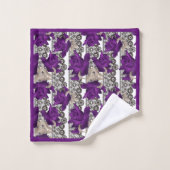 レトロ、紫のバラ バスタオルセット (ウォッシュタオル)