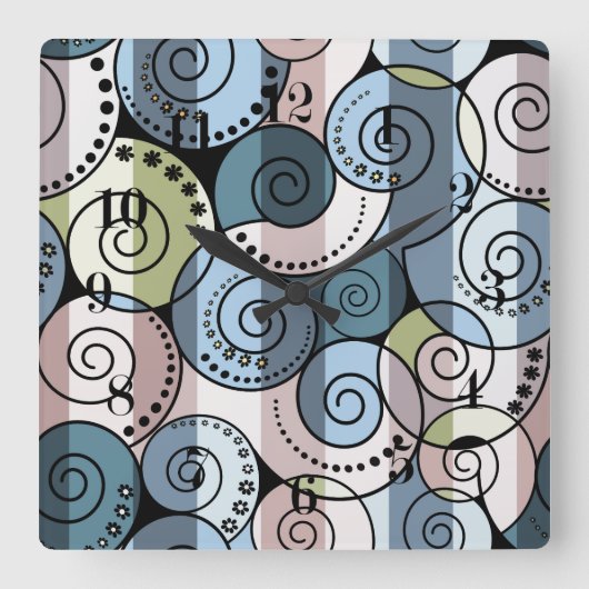 レトロ、緩和曲線 スクエア壁時計 (正面)