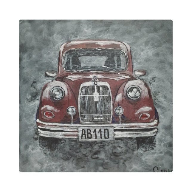 レトロ，自動車，車， メタルプリント (正面)