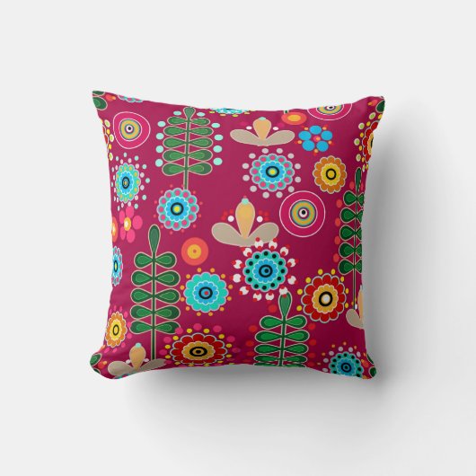 レトロ、花柄 クッション (正面)