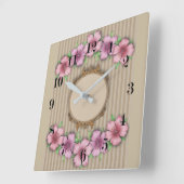 レトロ、花柄 スクエア壁時計 (傾斜)