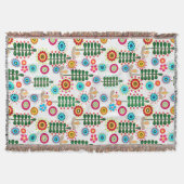 レトロ、花柄 スローブランケット (正面)