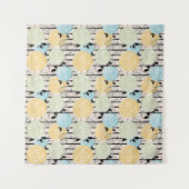 レトロ、花柄 タペストリー (正面(横))