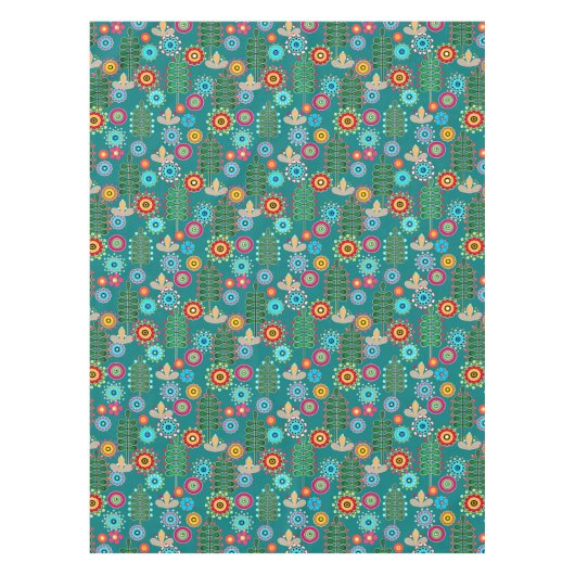 レトロ、花柄 テーブルクロス (正面)