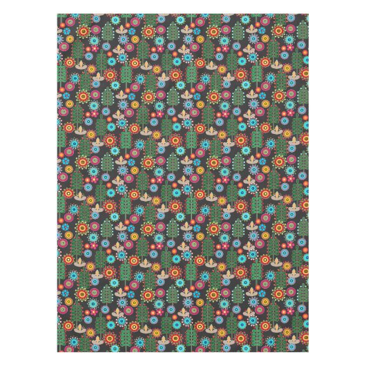 レトロ、花柄 テーブルクロス (正面)