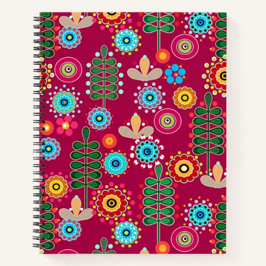 レトロ、花柄 ノートブック (正面)