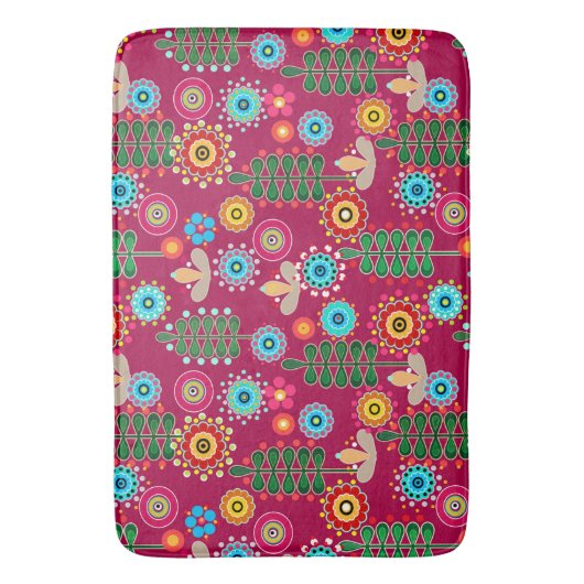 レトロ、花柄 バスマット (正面縦)