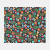 レトロ、花柄 フリースブランケット (正面(横))