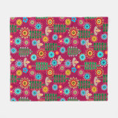 レトロ、花柄 フリースブランケット (正面(横))