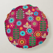 レトロ、花柄 ラウンドクッション (裏面)