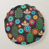 レトロ、花柄 ラウンドクッション (裏面)