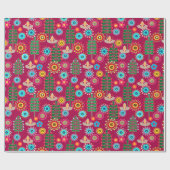 レトロ、花柄 ラッピングペーパー (フラット)