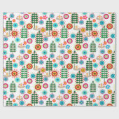 レトロ、花柄 ラッピングペーパー (フラット)