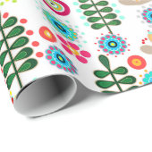 レトロ、花柄 ラッピングペーパー (ロールコーナー)