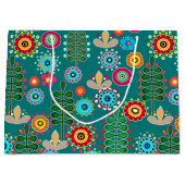 レトロ、花柄 ラージペーパーバッグ (正面)