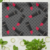 レトロ、赤い口紅 キッチンタオル (折り畳み)