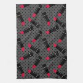 レトロ、赤い口紅 キッチンタオル (縦)