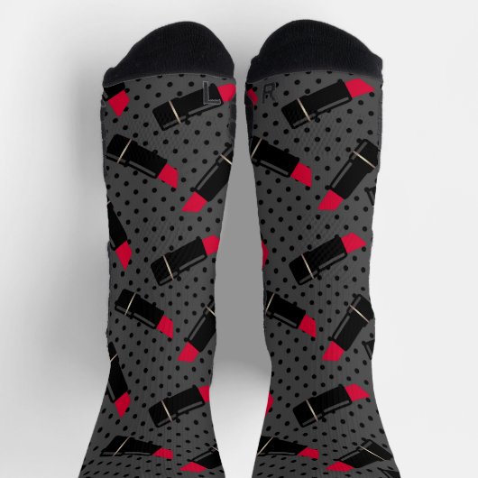 レトロ、赤い口紅 ソックス (上部)