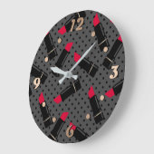 レトロ、赤い口紅 ラージ壁時計 (傾斜)