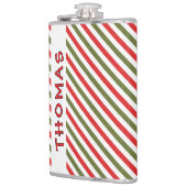 レトロ 赤 緑 白 クリスマス ストライプ 柄 フラスク (左)