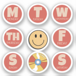 レトロ、週のヴィンテージ日ステッカーパック シール