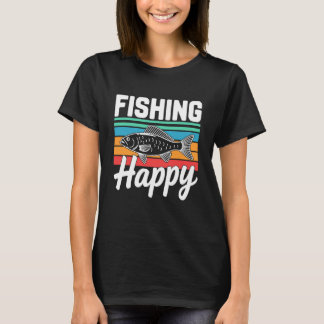 レトロ 釣り ハッピー - 釣りが私を幸せにします 魚 Tシャツ