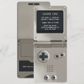 レトロ 銀色の携帯ゲーム機の誕生日招待状 招待状 (正面/裏面)
