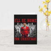 レトロ 面白い ユーモア トランプ クリスマスに帰宅するわ カード (黄色い花)