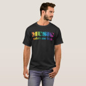 レトロ 音楽でハイになれる Tシャツ (正面フル)