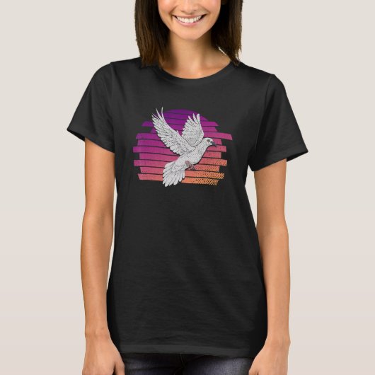 レトロ 鳩 鳥 ハト 鳥類 愛好家 Tシャツ (正面)