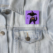 レトロ 黒猫 楽しいハロウィン   缶バッジ (インサイチュ)