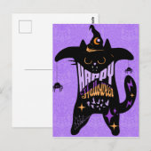 レトロ 黒猫 魔女 楽しい ハロウィン  ポストカード (正面/裏面)