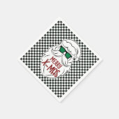 レトロ 黒 白 市松模様 サンタクロース クリスマス スタンダードカクテルナプキン (角)