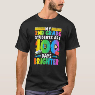 レトロ 100日目の学校 2年生の先生 100日目 Tシャツ