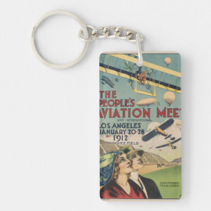 レトロ 1912 ロサンゼルス航空ショー トラベルアート キーホルダー