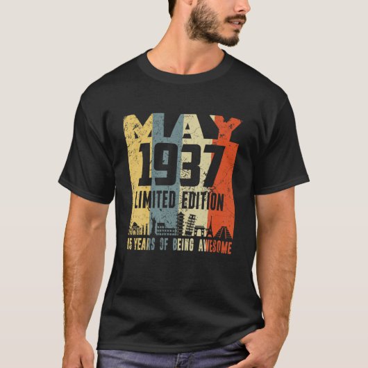 レトロ 1937年5月 楽しい85歳の誕生日 Tシャツ (正面)