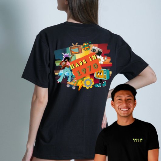 レトロ「1970年に作成」 70s誕生日マイルストーン tシャツ