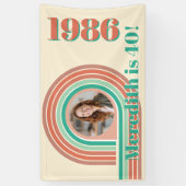 レトロ 1986 40歳の誕生日 コーラルボホストライプ 横断幕 (縦)