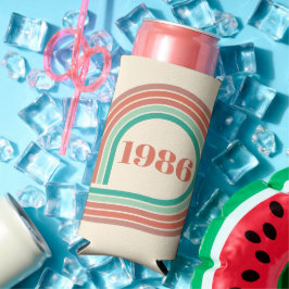 レトロ 1986 40歳の誕生日 コーラル ボホ ストライプス スリム缶クーラー