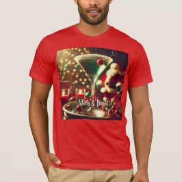 レトロ 50年代 サンタ クリスマス 緑のマティーニ Tシャツ