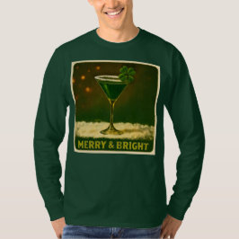 レトロ 50年代 四つ葉のクローバー アイリッシュ・クリスマスマティーニ Tシャツ