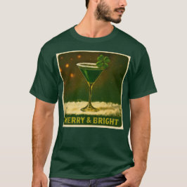 レトロ 50年代 四つ葉のクローバー アイリッシュ・クリスマスマティーニ Tシャツ