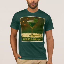 レトロ 50年代 四つ葉のクローバー アイリッシュ クリスマス マティーニ Tシャツ