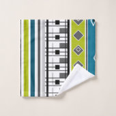 レトロ,60代,人気があるファッション,青,緑 バスタオルセット (ウォッシュタオル)