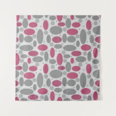 レトロ、60年代、水玉模様、グレーとピンク タペストリー (正面(横))