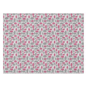 レトロ、60年代、水玉模様、グレーとピンク テーブルクロス (正面(横))